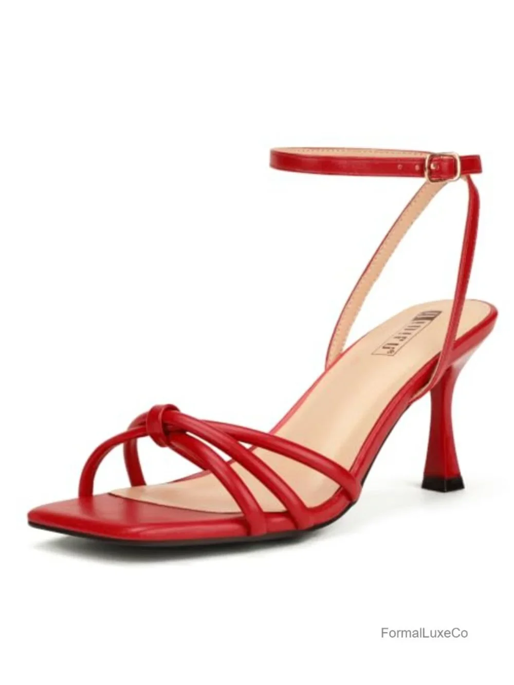 Square Open Toe Stiletto Heeled Sandals Ankle Strap Dress Shoes Weddings Party
